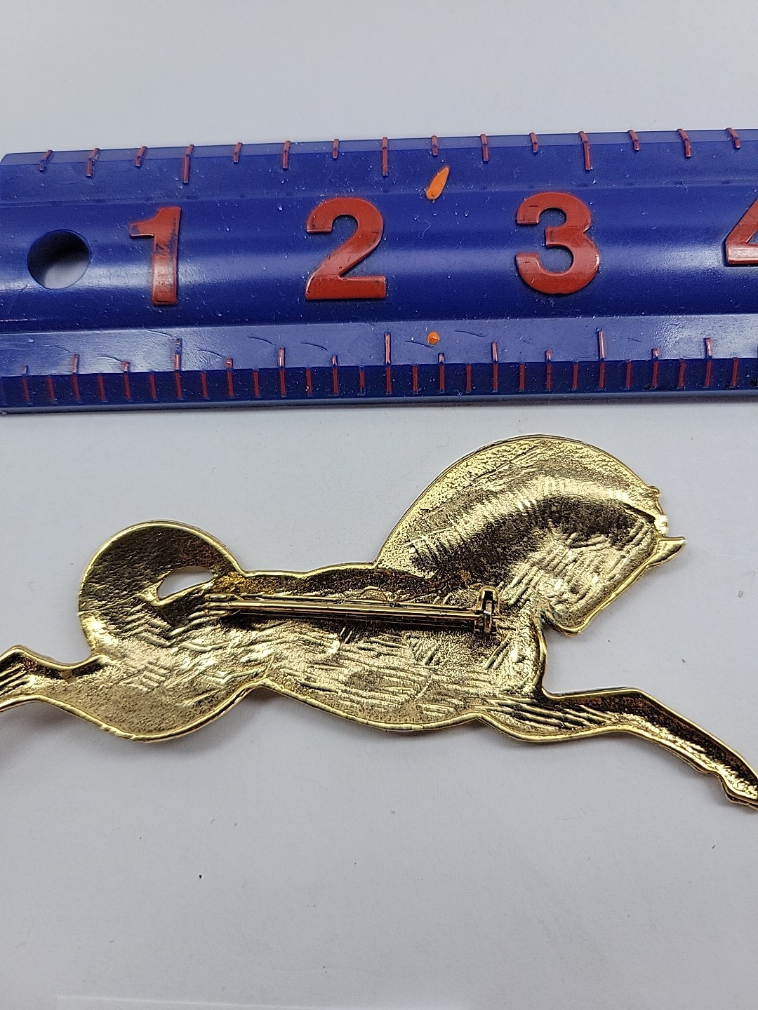 Running Trojan Horse Brooch Gold Tone Vintage Brooch