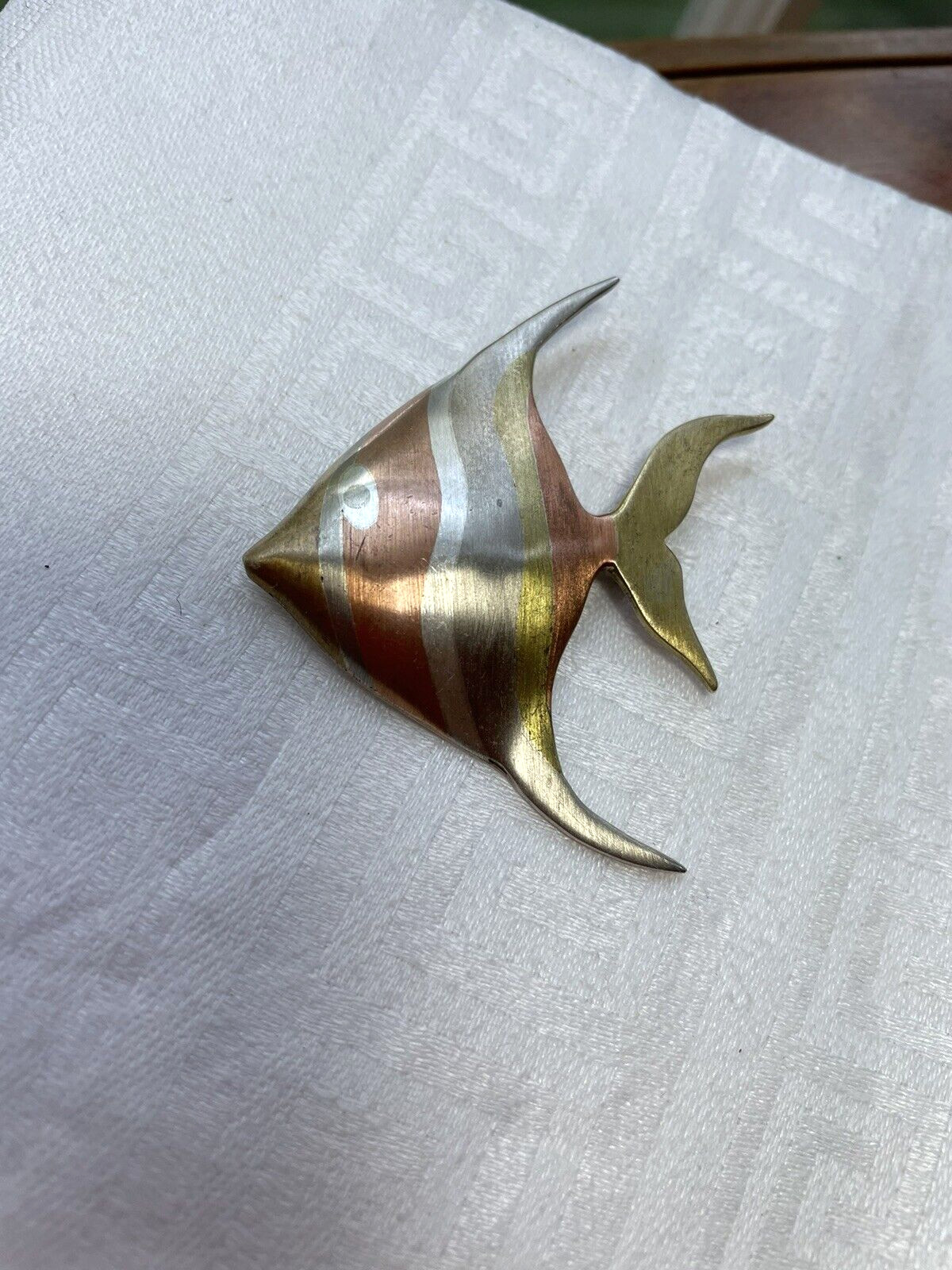 Los Castillo Vintage Mexican Sterling Silver Copper Brass Mixed Metal Fish Pin