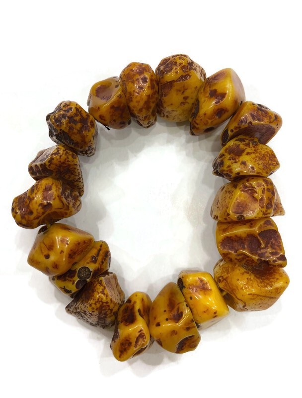 Opulent Natural Amber Powder Beaded Bracelet Vintage Luxury Boho Chic Jewelry
