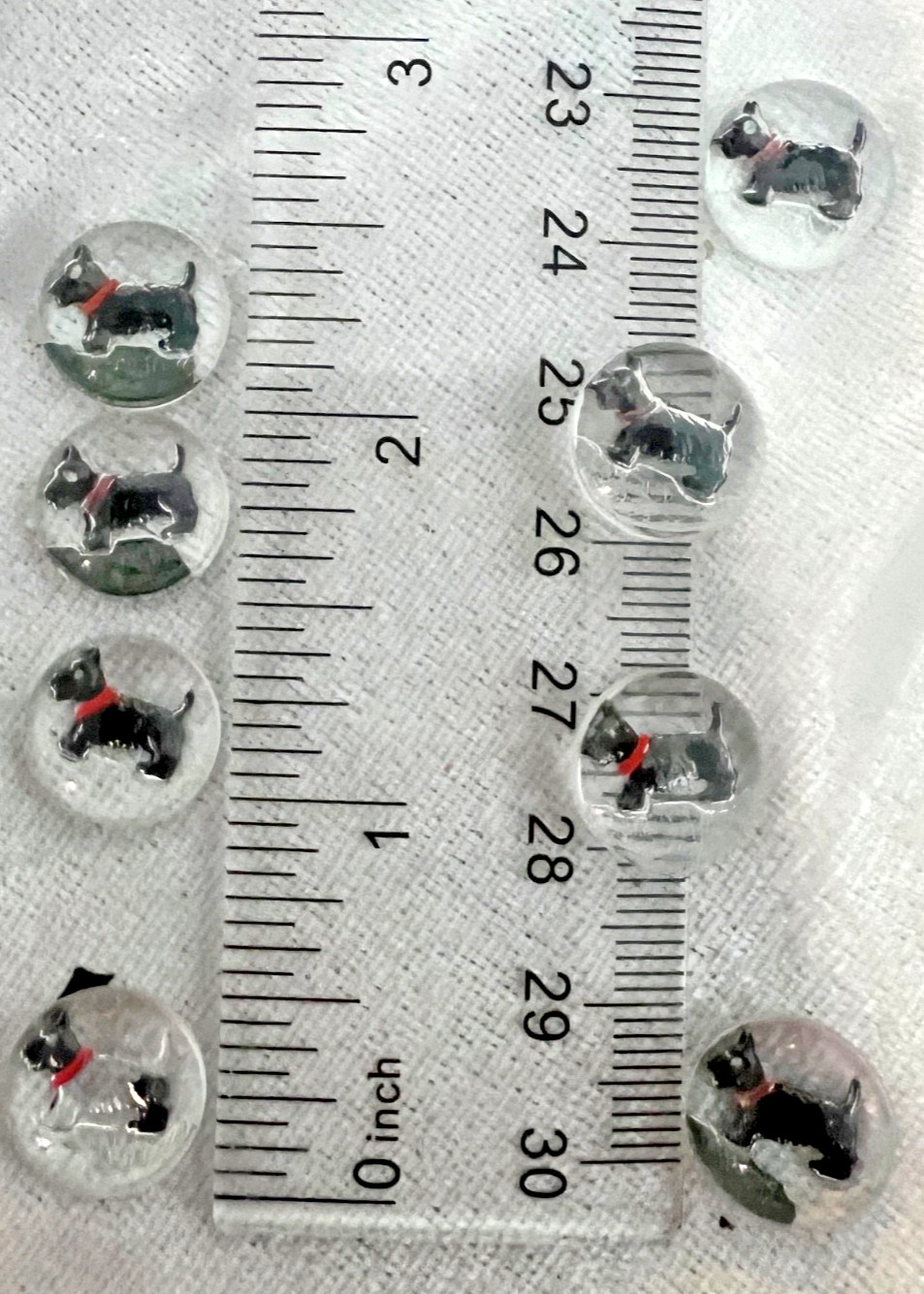 VintageLot of 8 SCOTTIE DOG REVERSE CRYSTAL INTAGLIO GLASS cab ONLY