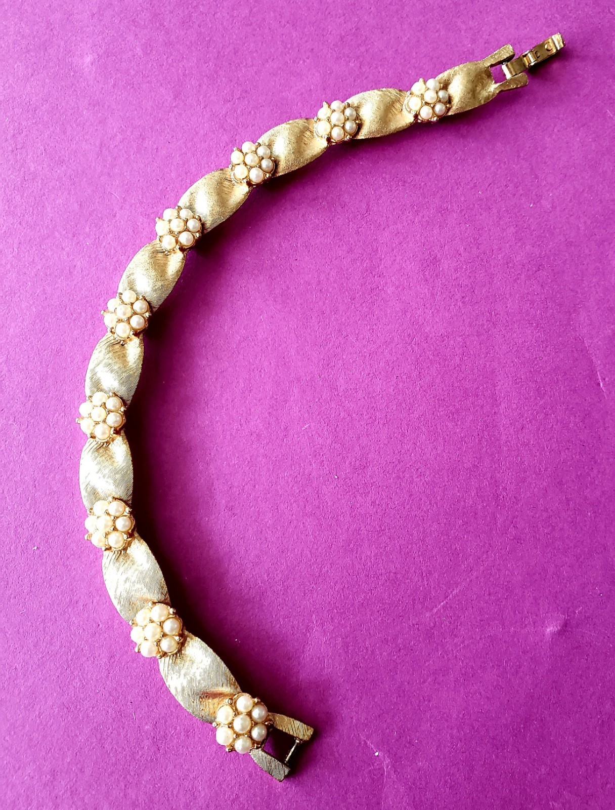Vintage Crown Trifari Gold Plate Birthday Ribbon Bracelet