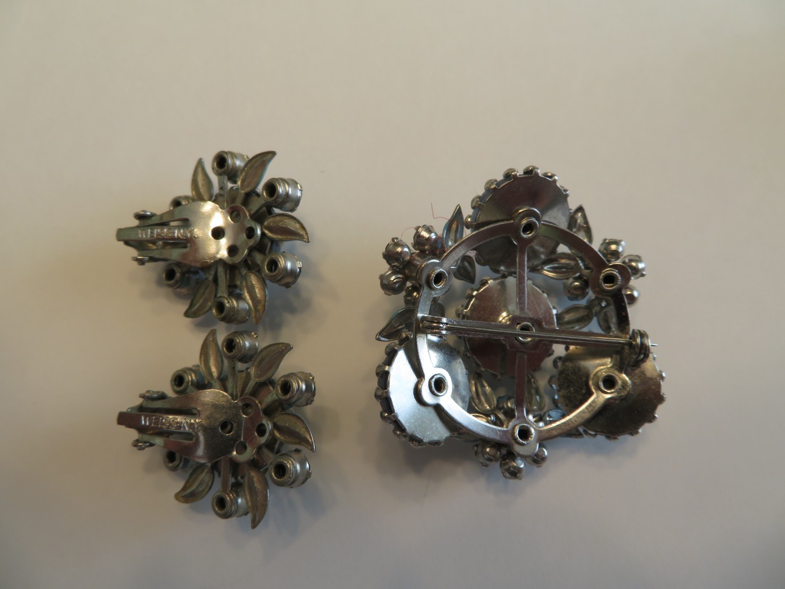 Vintage Weiss NY (marked) Brooch and Earrings Set