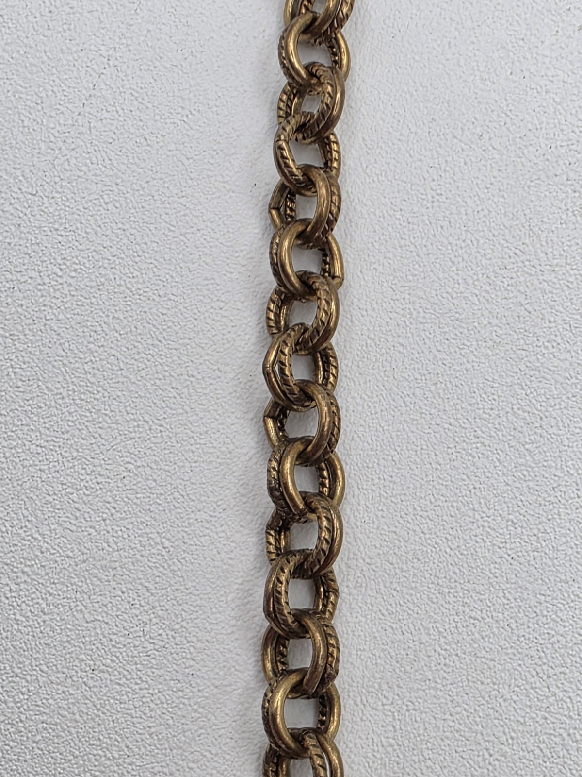 Vintage Jan Michaels Antiqued Brass Double Rolo Link Ring Necklace