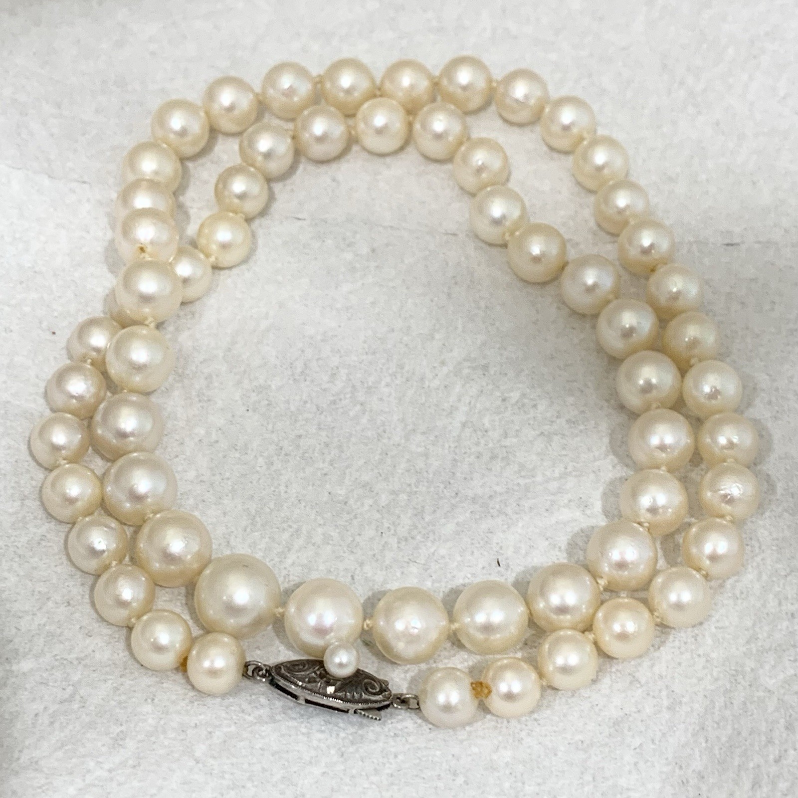 Hi Luster Fuji Akoya Pearl Necklace Strand Cream Graduated AAA+ 10mm VTG 19” WOW
