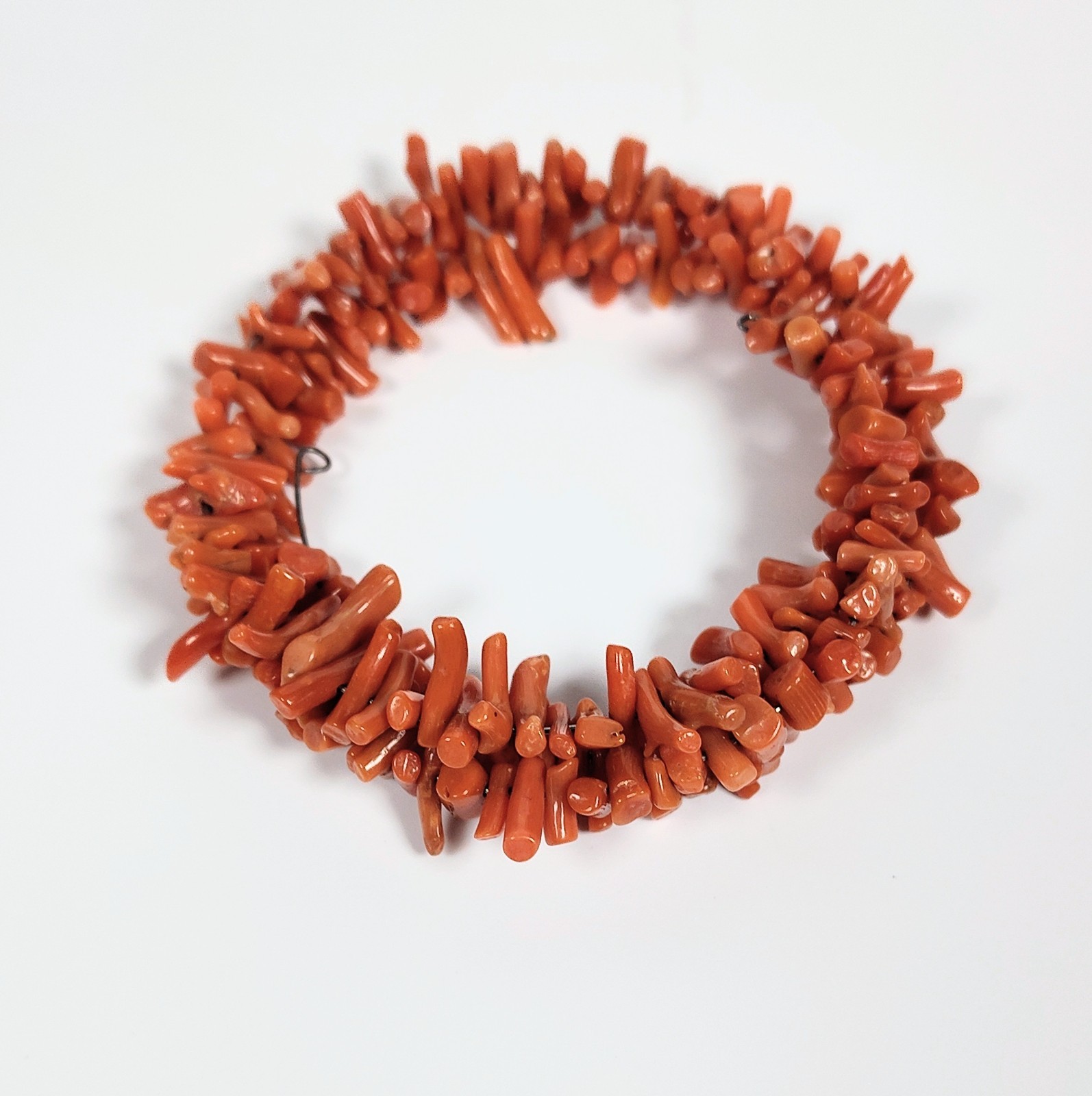 Vintage 1970’s Natural Orange Red Coral Stick Branch Wrap Bracelet