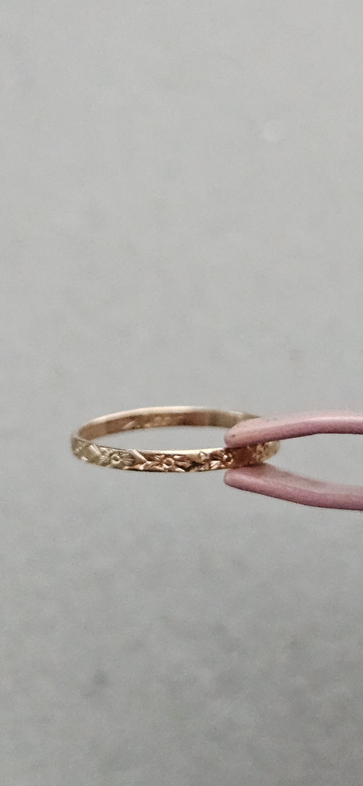 Vintage Etched 10k BDA Yellow Gold Newborn Baby Ring