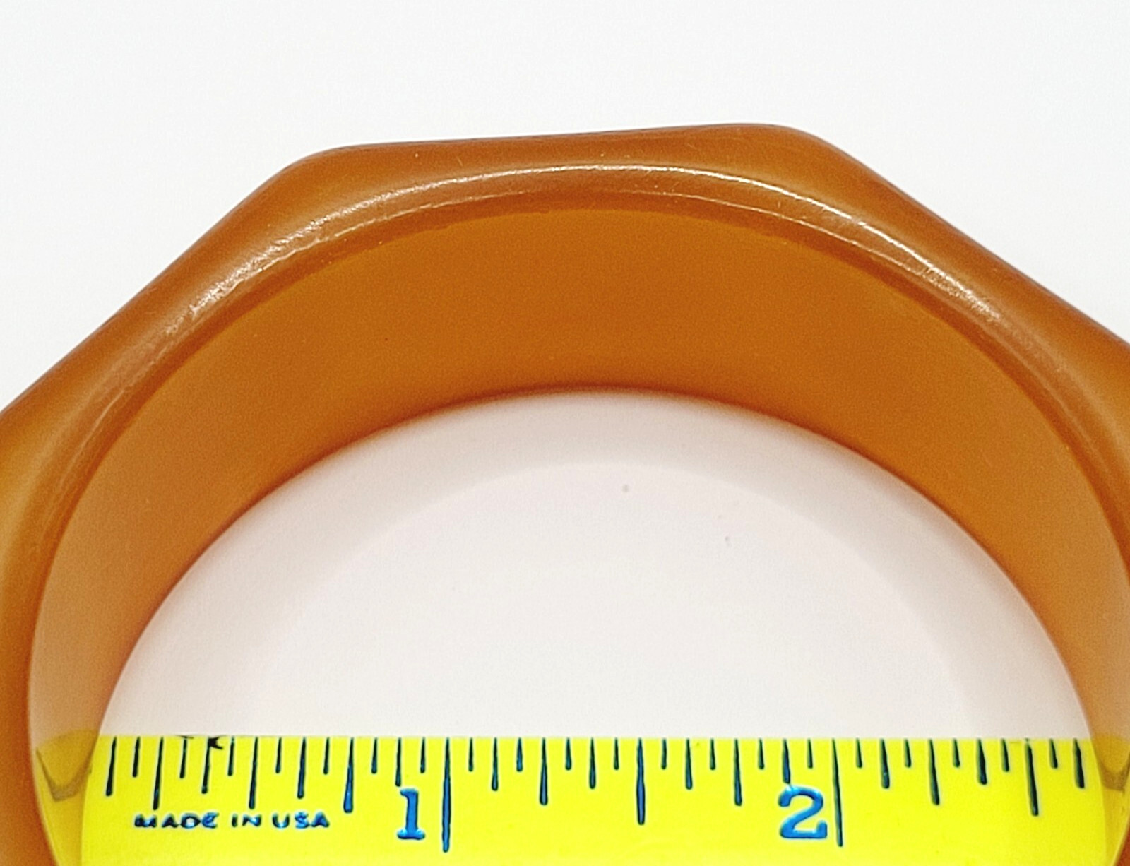 Orange Lucite Thick Chunky 8 Sided Nut Shaped Vintage 1980s Bangle Bracelet