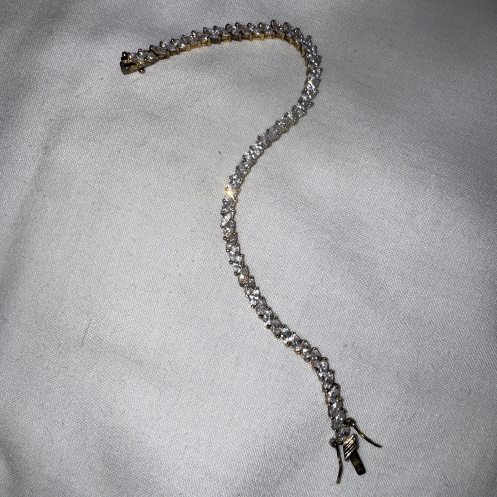 Vintage 925 Sterling Silver DBJ Dee Berkle CZ Box Link Tennis Bracelet 7.5 In