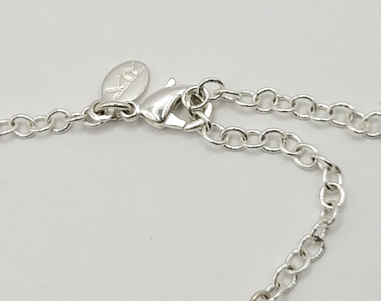Blue & White Moonstone with Glass & Enamel Silver Tone Chain Necklace KR 24 Inch