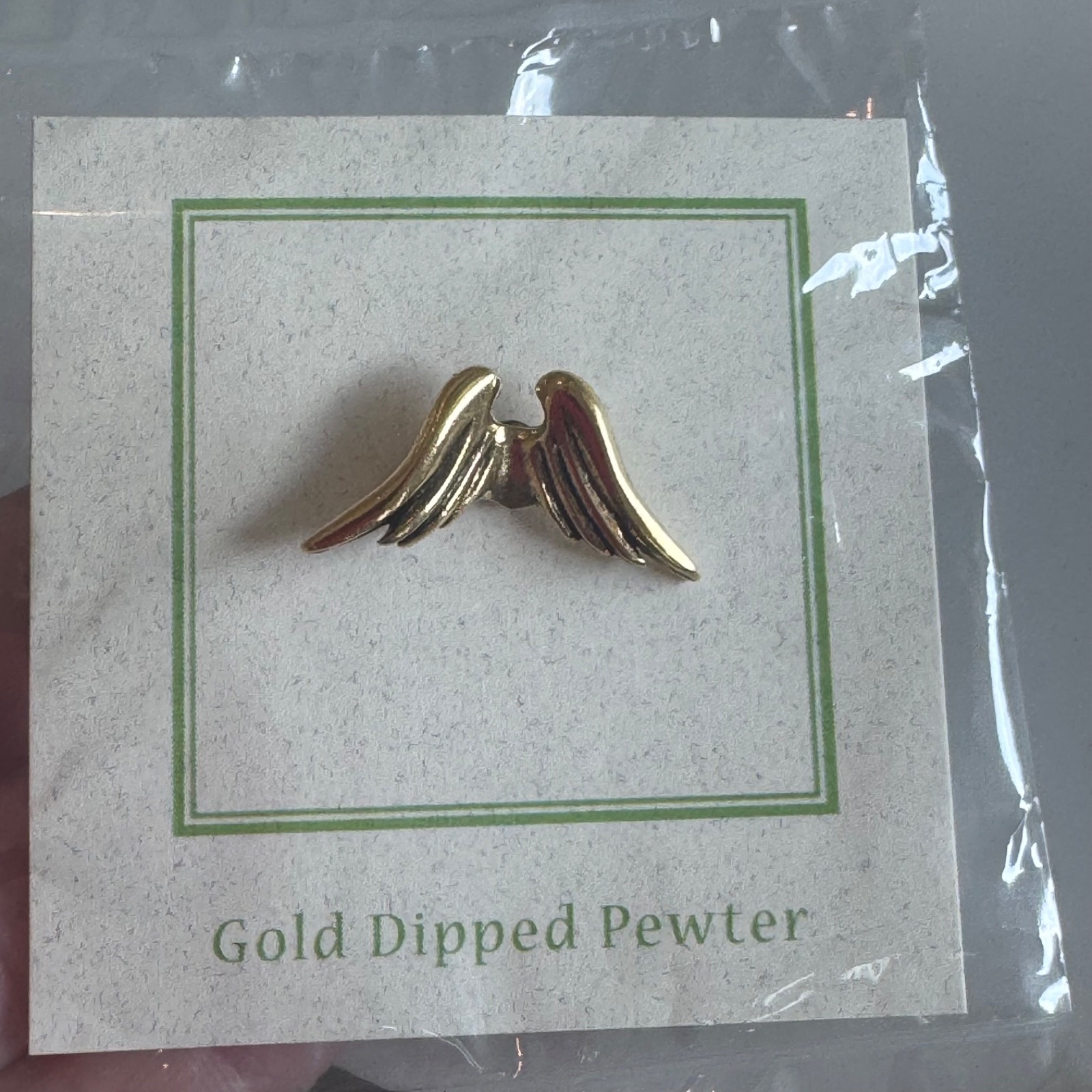 New in Package Jim Clift Angel Wings Gold Dipped Pewter Lapel Pin Great Gift!