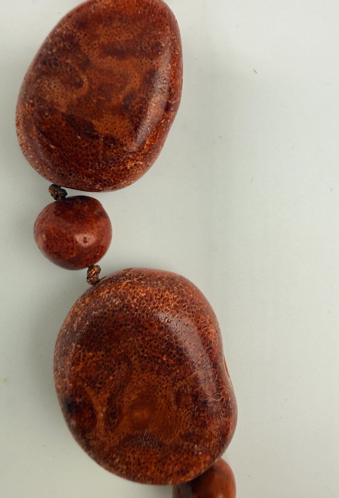 Vintage heavy large red sponge coral beaded necklace