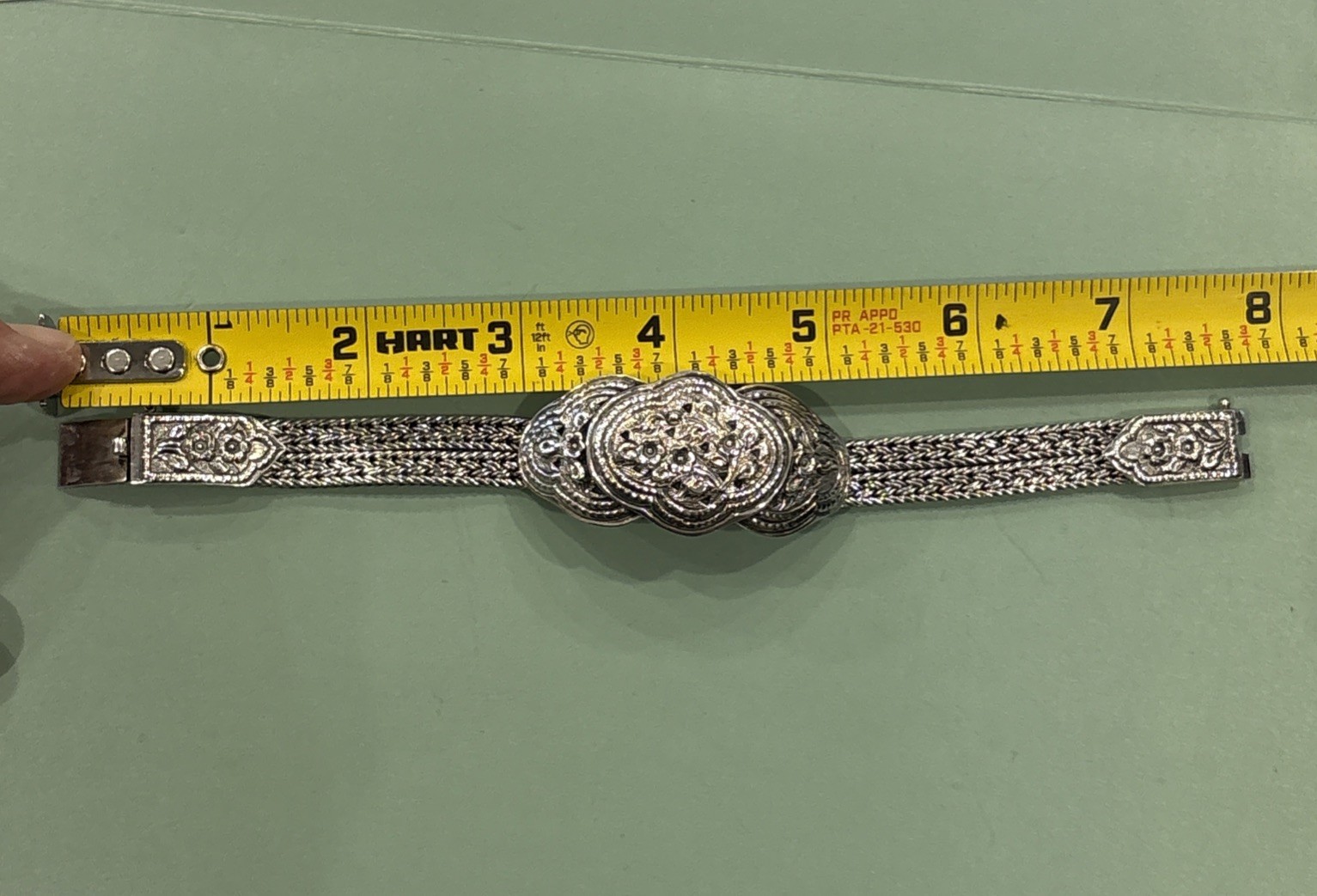 Sterling Silver Floral Double Wheat Braided Thailand Bracelet 42g Vintage 925