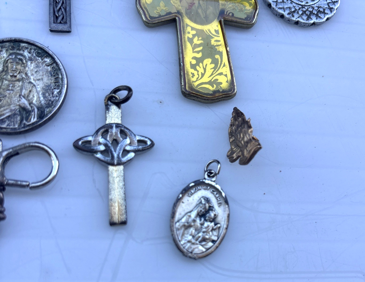 Vintage Jewelry Box Junk Ceramic Lot Christian Catholic Religious Themed Nice