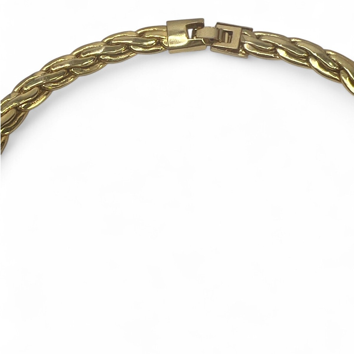 Vintage Necklace Gold Tone Plated Rope Snack Chain Crystal Rhinestone Link
