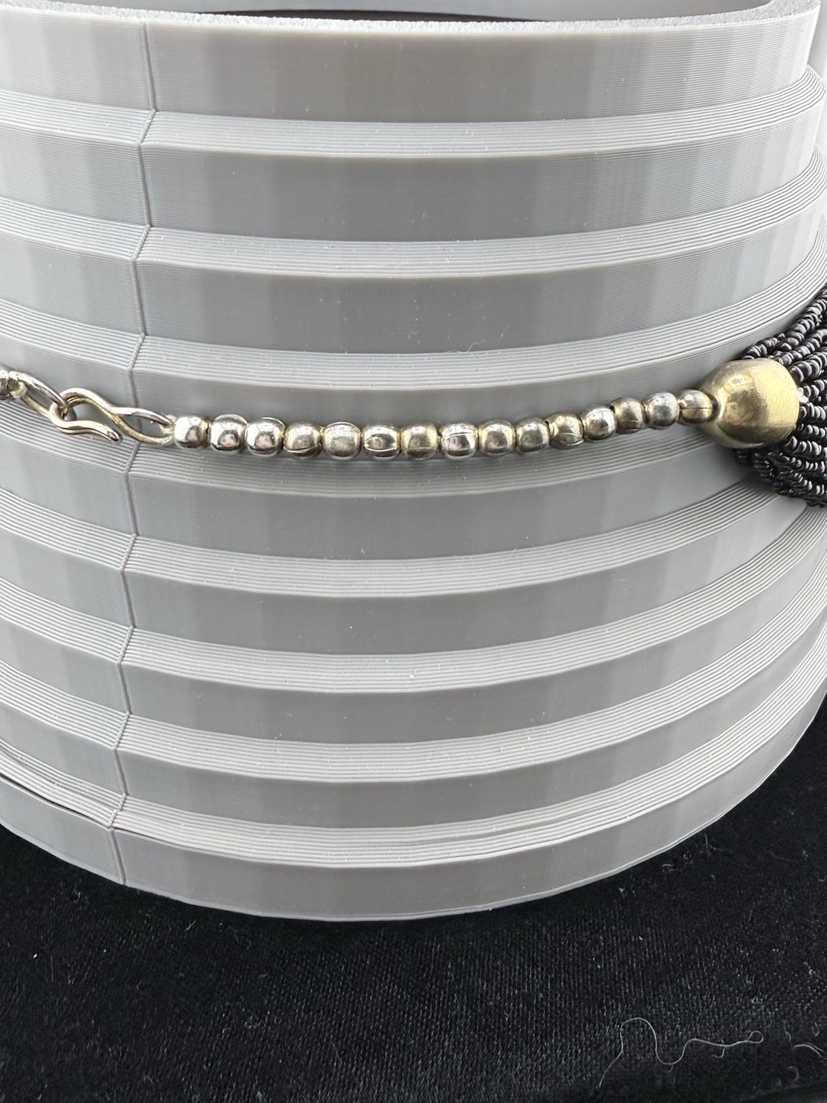 Vintage Black & Gold Multi-Strand Seed Beaded Statement Necklace – Stunning!