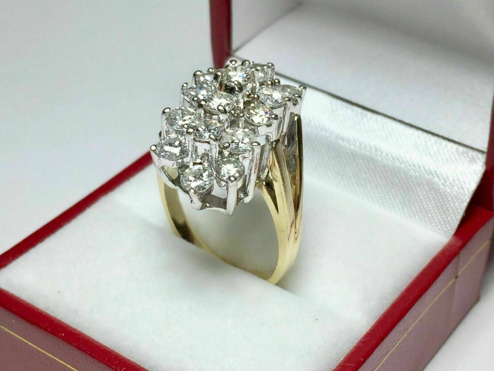 4.10 Ct White Diamond Art Deco Vintage Engagement Ring 14K Yellow Gold FN