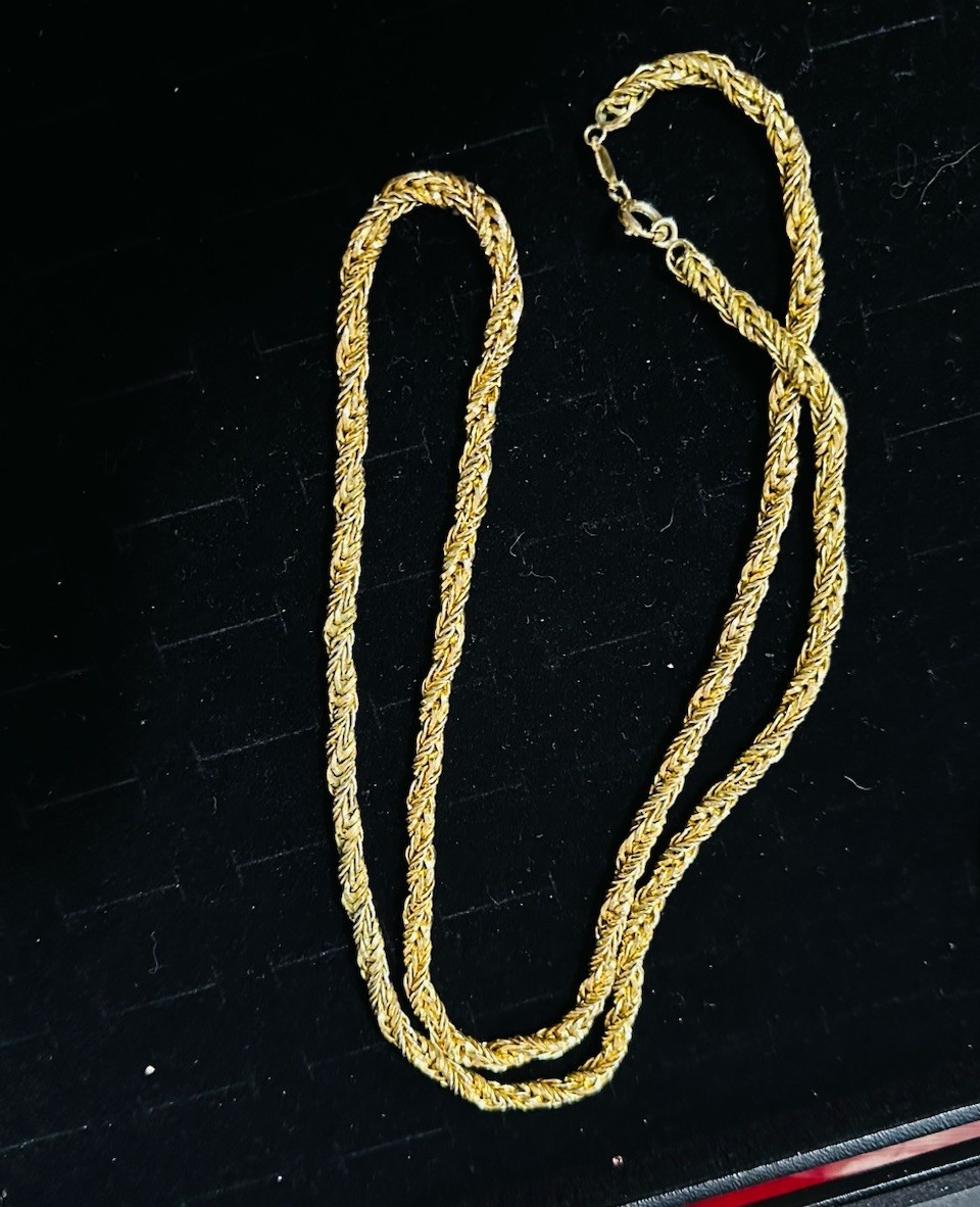 VTG 30″ Grosse Germany Dior Designer Gold Tone Long 1971 Wheat Chain Necklace