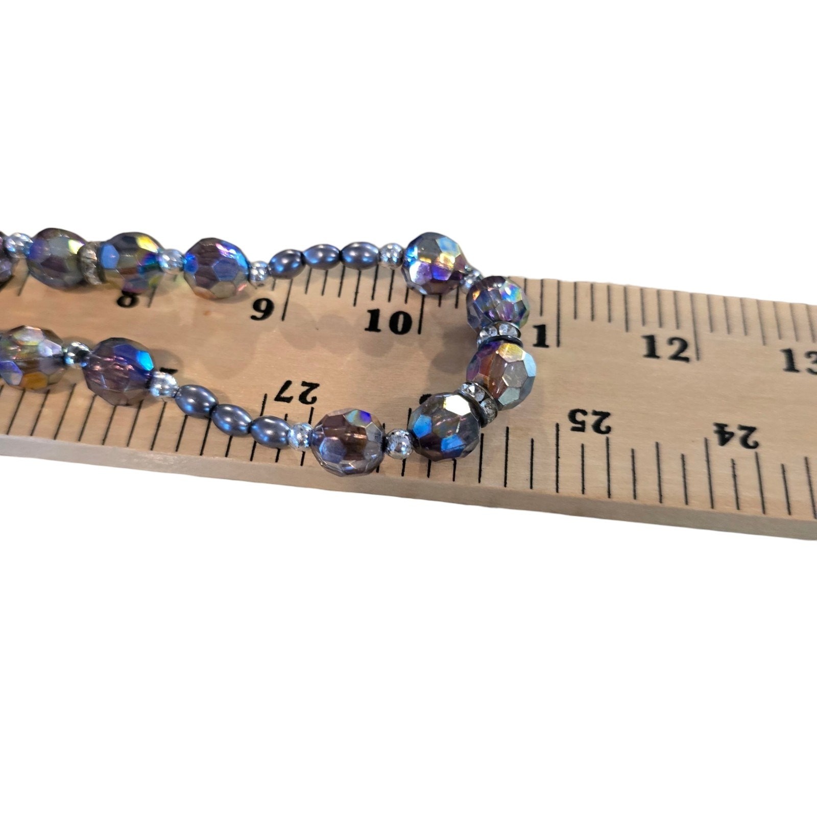 Necklace Beaded Acrylic Faceted Aurora Borealis Iridescent 18″ SKU2343