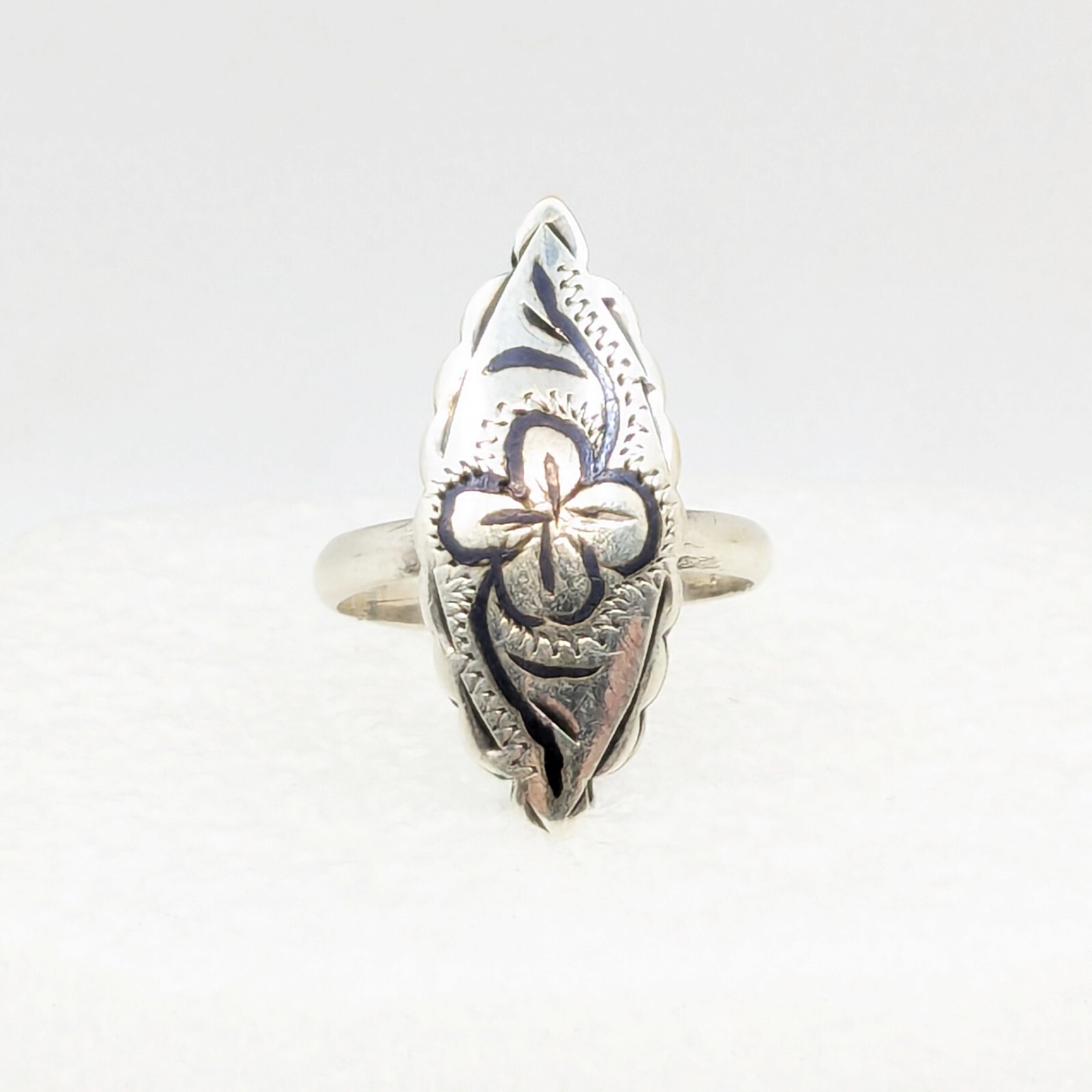 Vintage RING Silver⭐925 stamp Star USSR with Blackening -size: 7US (17.5mm)| #20