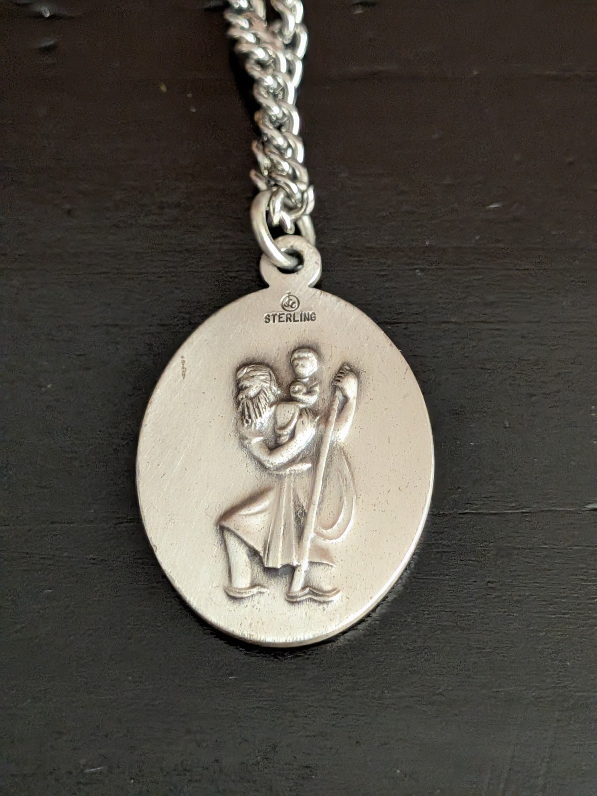 VTG Sterling St CHRISTOPHER PROTECT US Sports Necklace Rosary Medal Jewelry