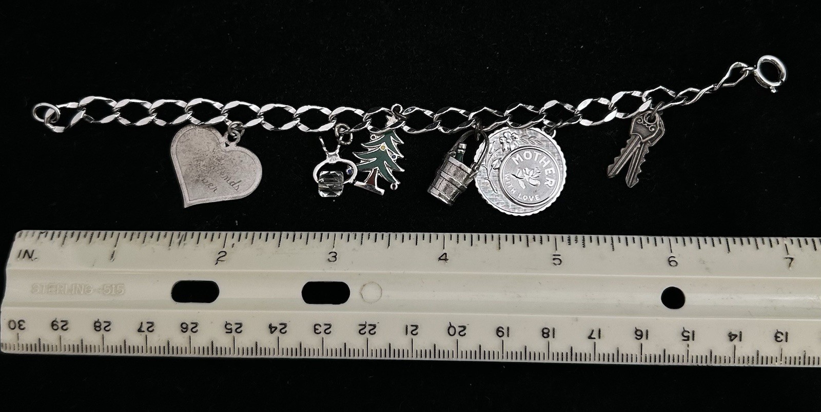 Sterling Silver 6 Charm Bracelet