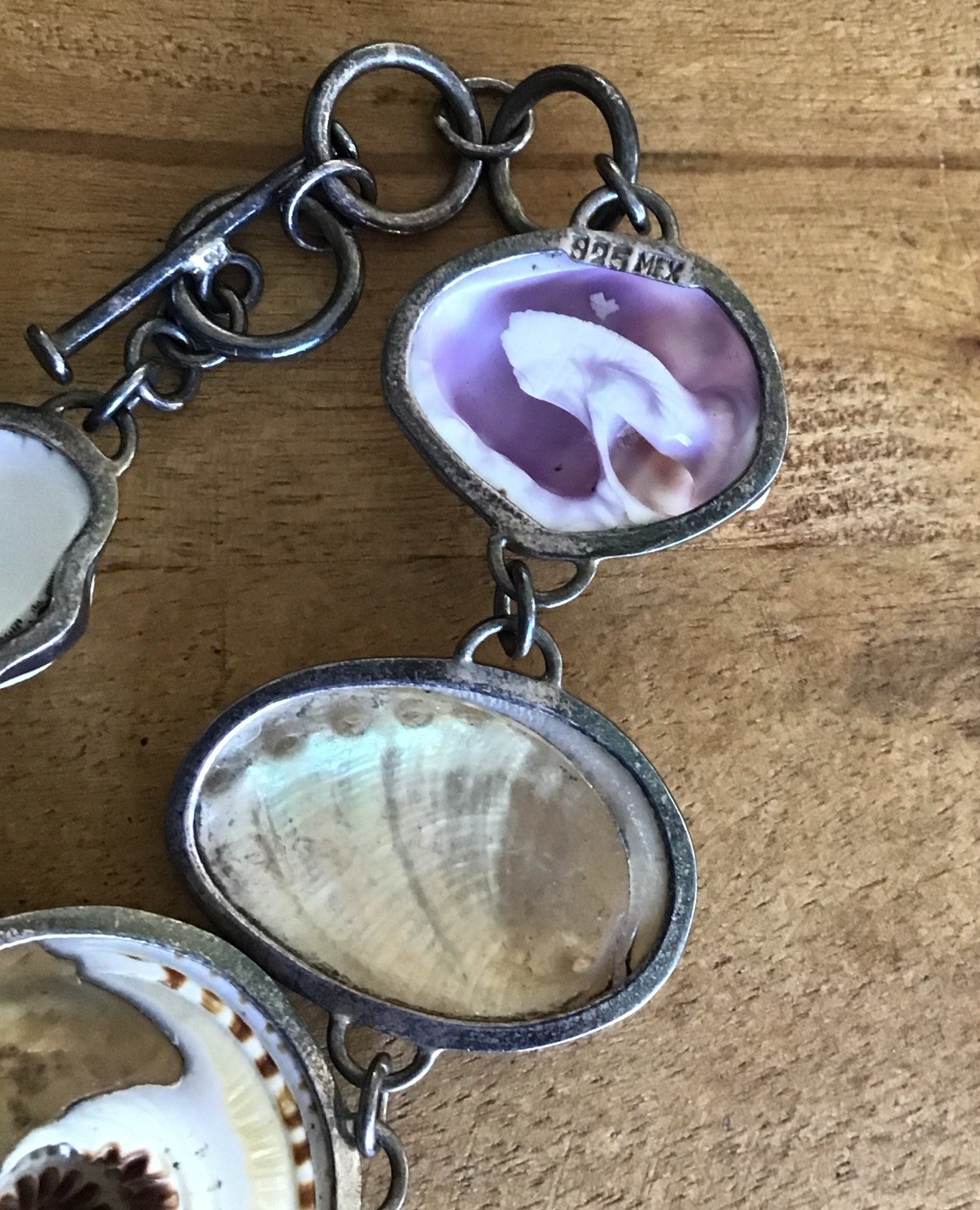Sterling silver Mexico Natural Hand Crafted Sea Shell bracelet