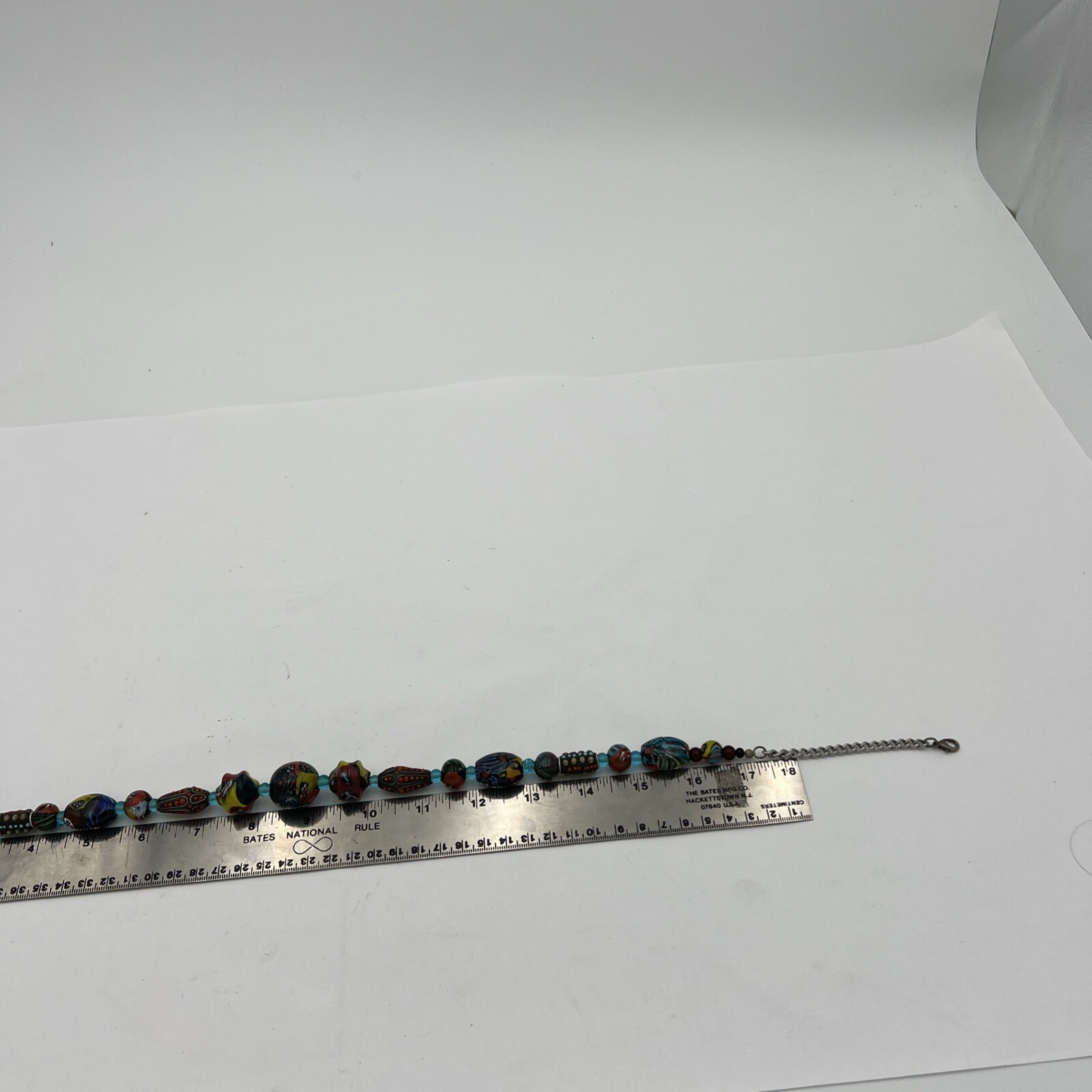 Vtg Murano Millefiori Venetian Oval Glass Different Shapes Bead Necklace