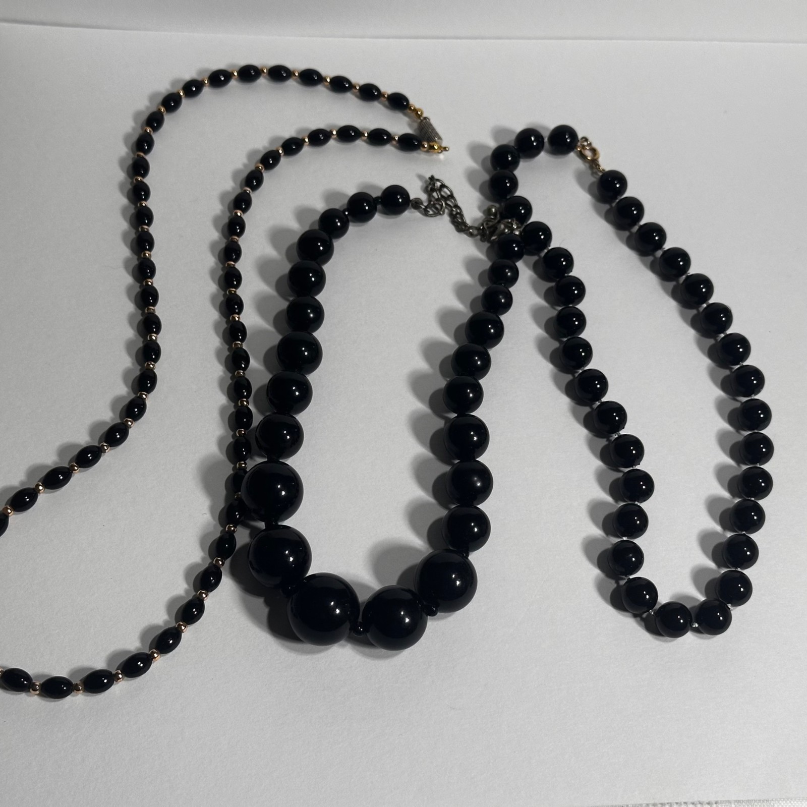 Vintage Beaded Necklaces Faux Pearl Necktie Multi Color MCM Retro 14 pc