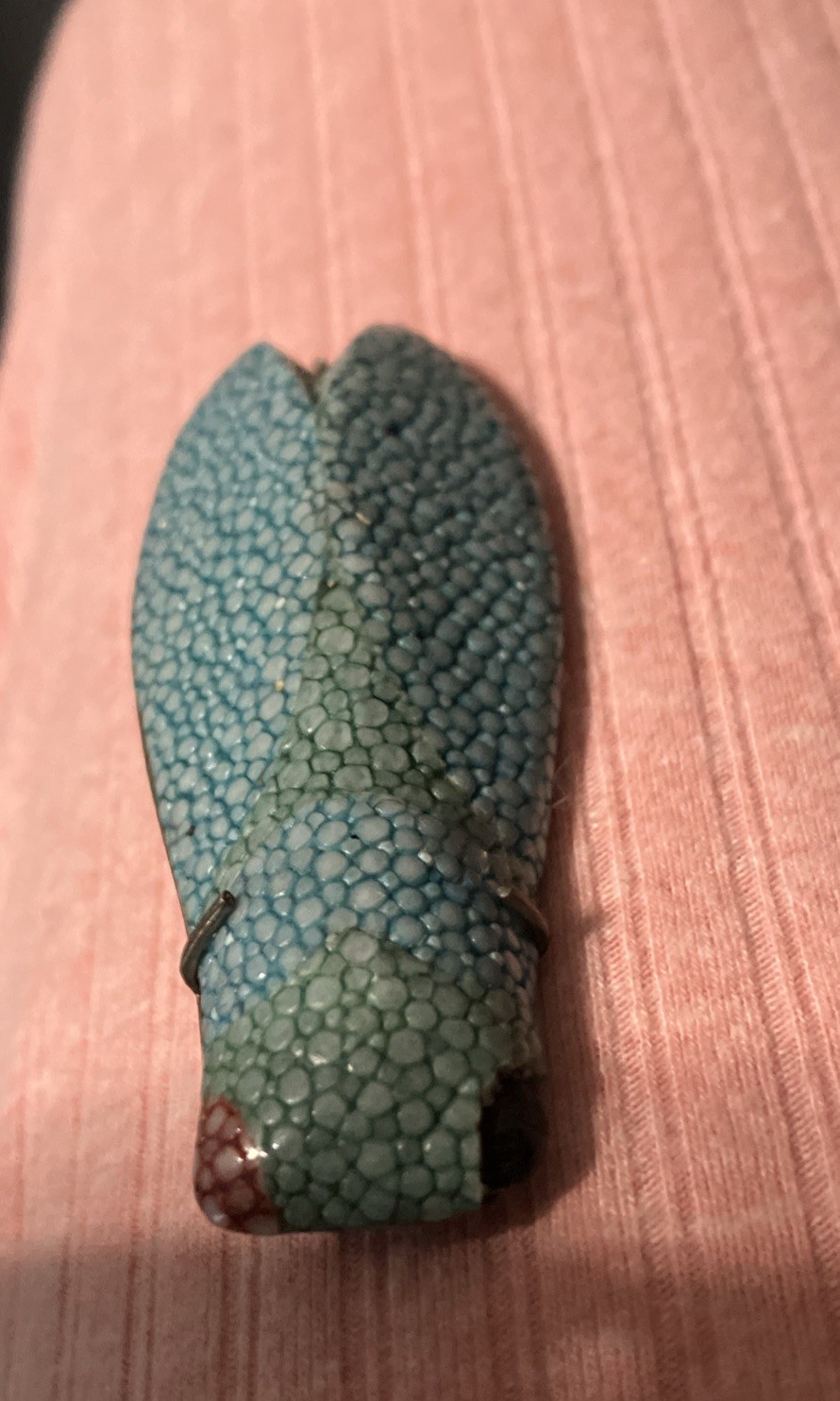 Cicada Bug Vintage pin brooch deco shagreen eel skin OFAK Rare