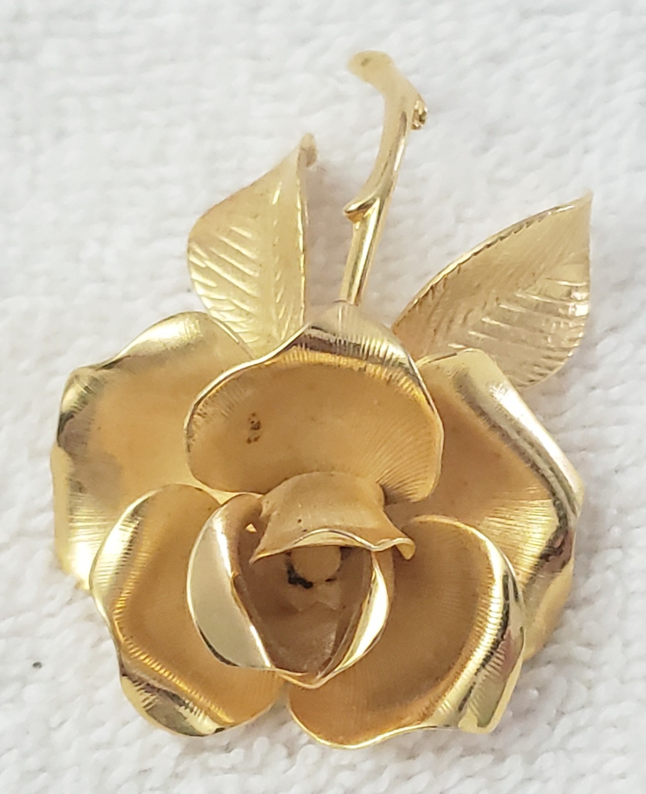 Vintage Cerrito 22kt Yellow Gold Plated Tone Rose Flower Brooch Pin, Signed