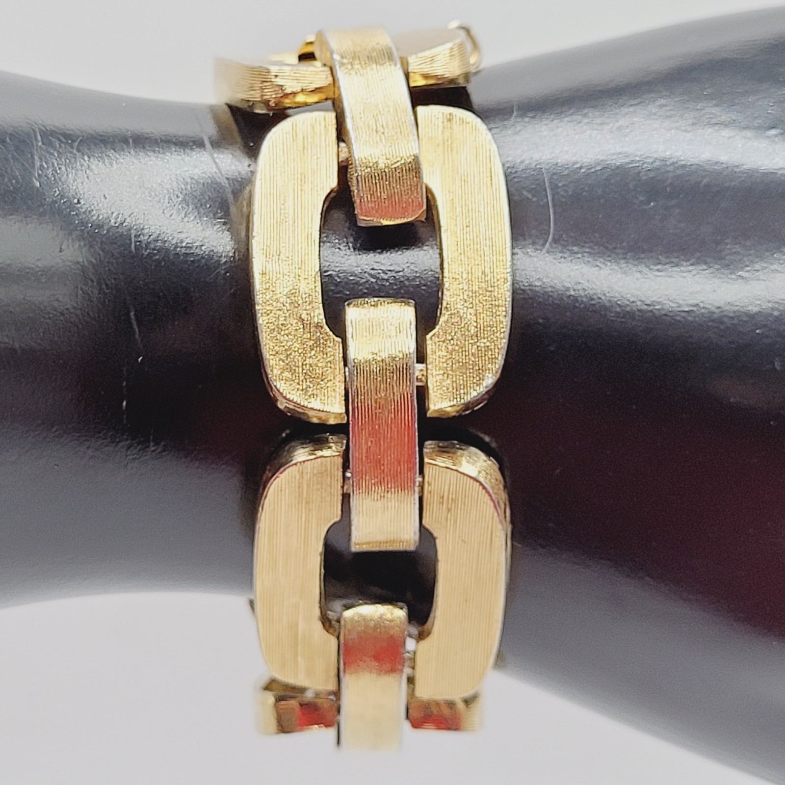 Monet Chunky Square Link Gold Tone Brush Finish Vintage Bracelet No Safety Chain