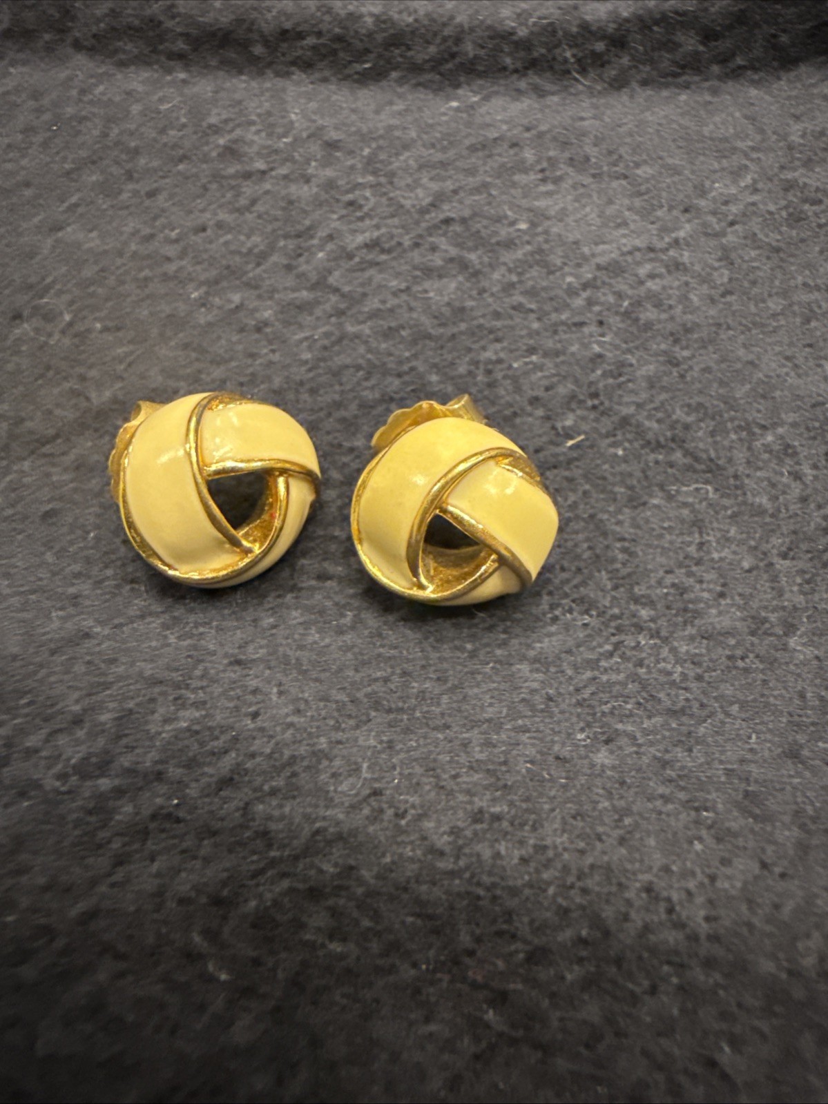 Vintage Monet Ivory And Gold Tone Earrings