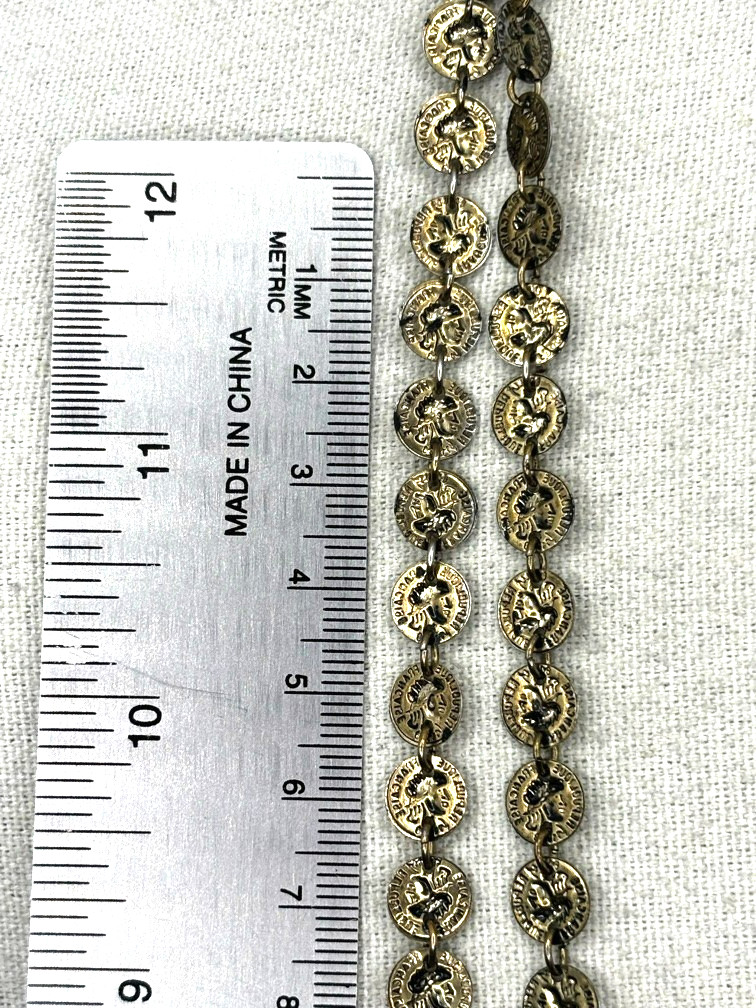 Vintage Mini Republic Of France Coin Link Multi Chain Gold Tone Layered Necklace