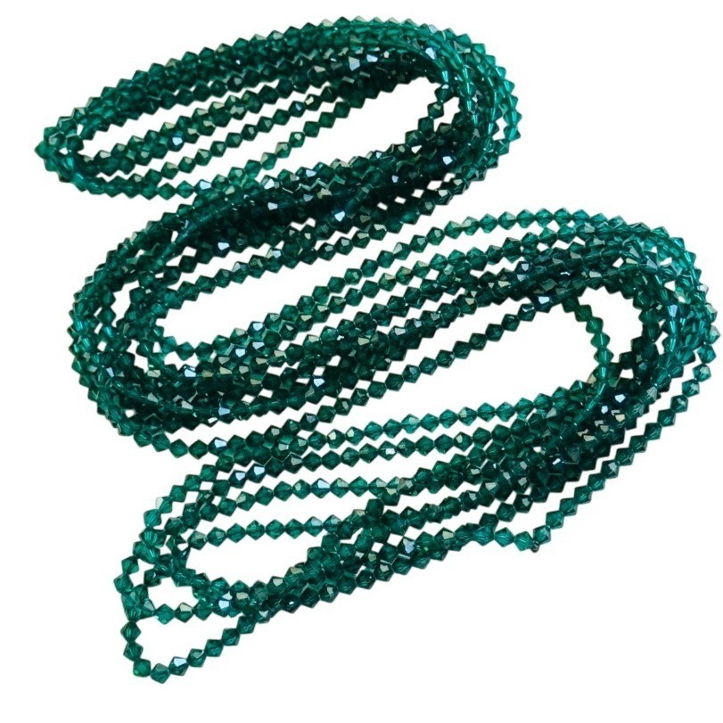 VTG Estate Green Emerald crystal Beads necklace Austrian loose beads Beaded