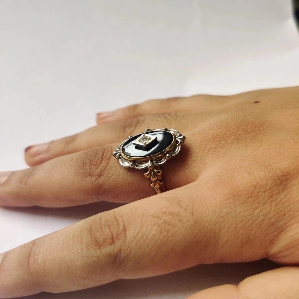 Art Deco Style 925 Silver Victorian handmade Black onyx Anniversary Wedding Ring