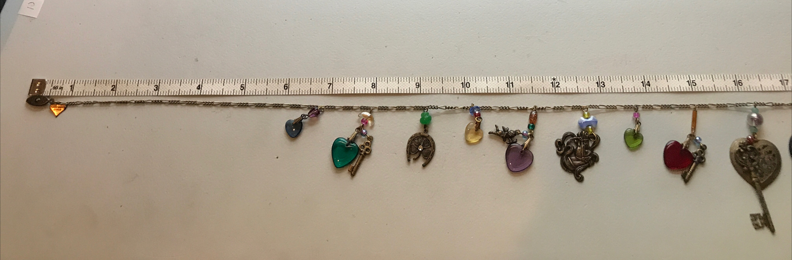 Vintage Glass Works Studio Brass & Glass Charms in Multi Colors Necklace 10