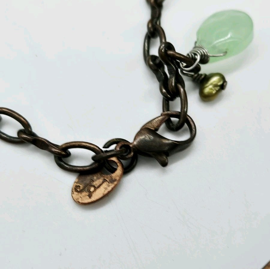 Copper Flower Necklace Beautiful Artistic Handmade Signed Jd