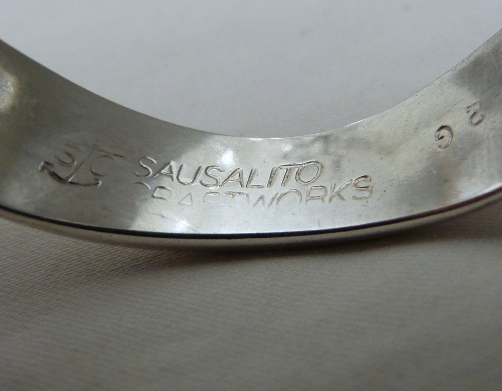 VINTAGE SC SAUSALITO CRAFTWORKS #2G SILVER RHODIUM PLATED WAVE CUFF BRACELET