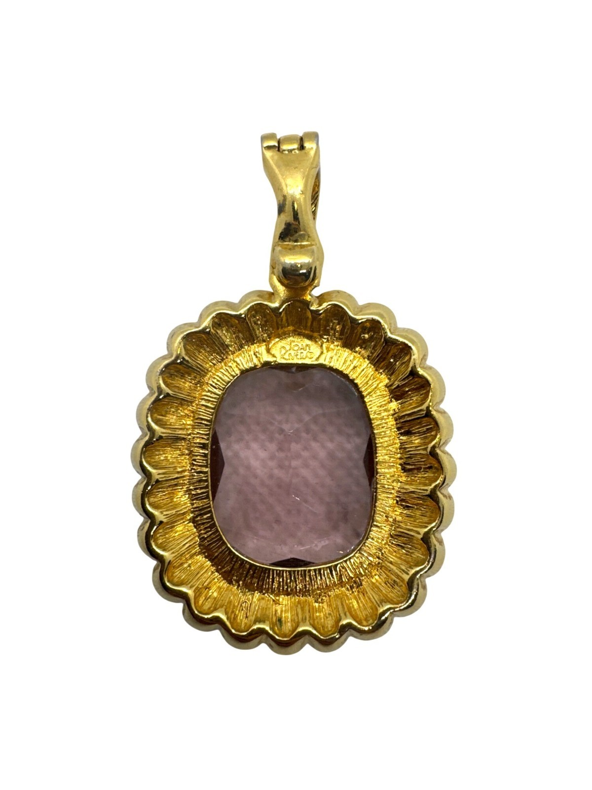 Joan Rivers Gold Plated Pink Cushion Crystal Pendant Purple Blue Halo Enhancer