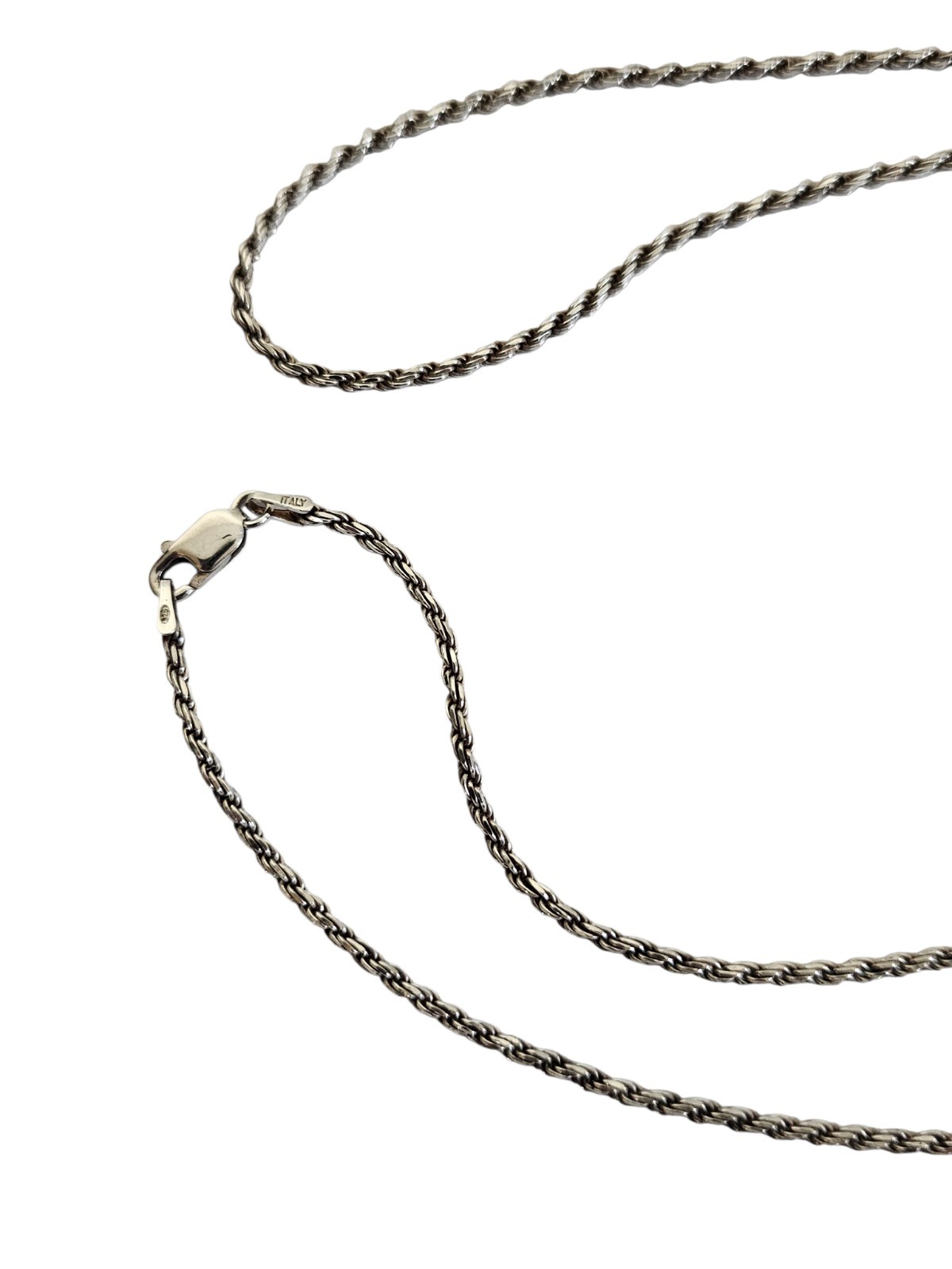925 Sterling Silver 24″ Rope Chain Necklace Italy 925 Lobster Claw Clasp