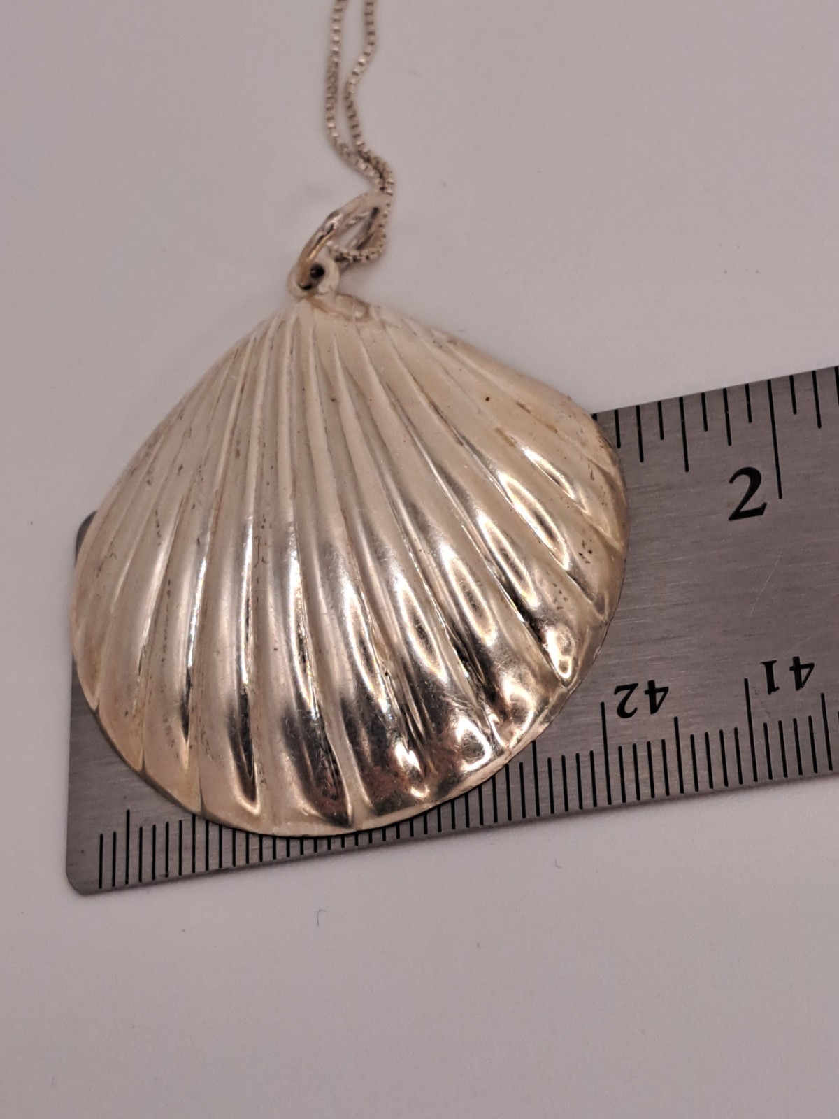 VTG Puffy Shell Necklace Sterling & Scallop Earrings Set Coastal 925 Beach Sea
