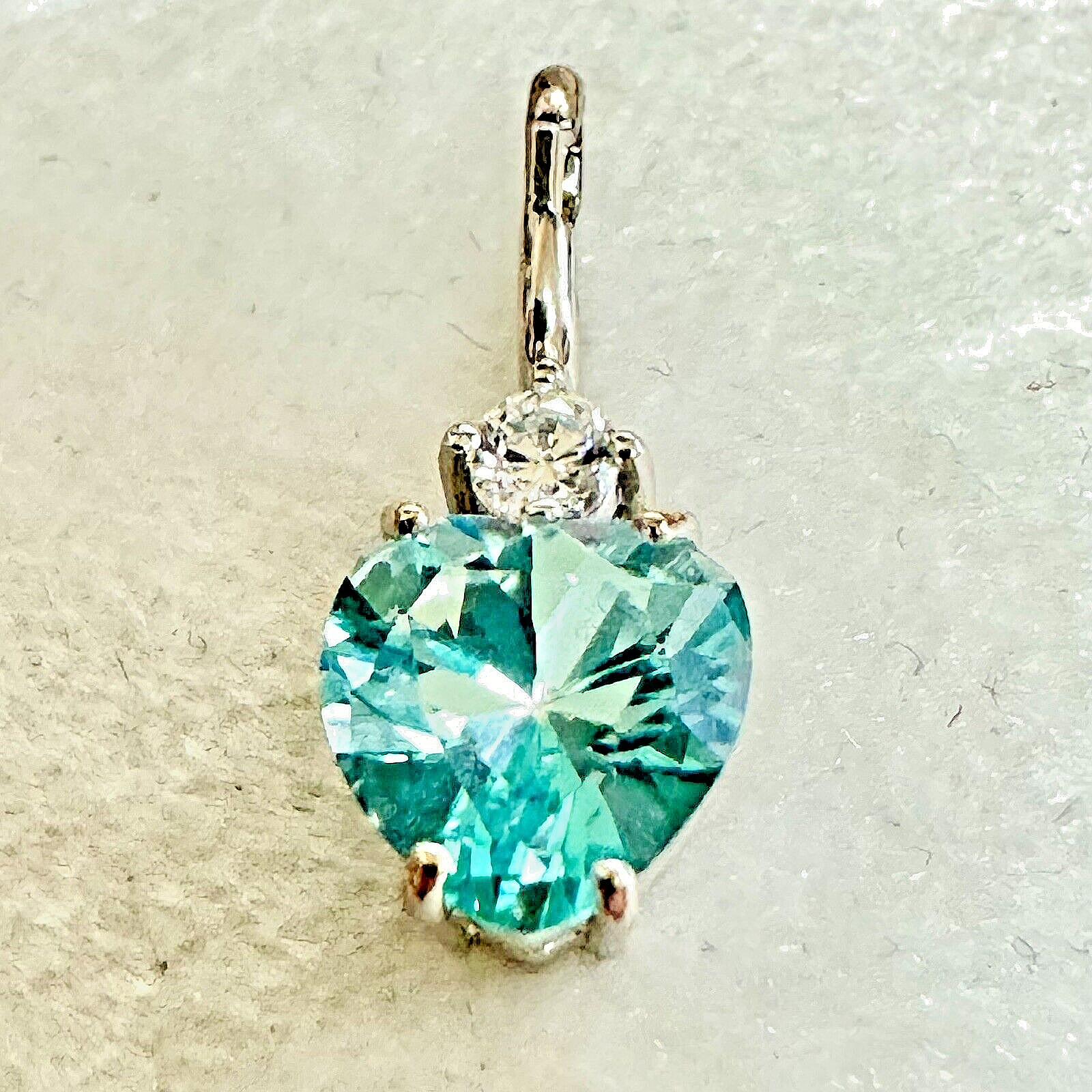 Vintage 585 14K White Gold Blue Topaz Pendant – Eastern European Design -#1223