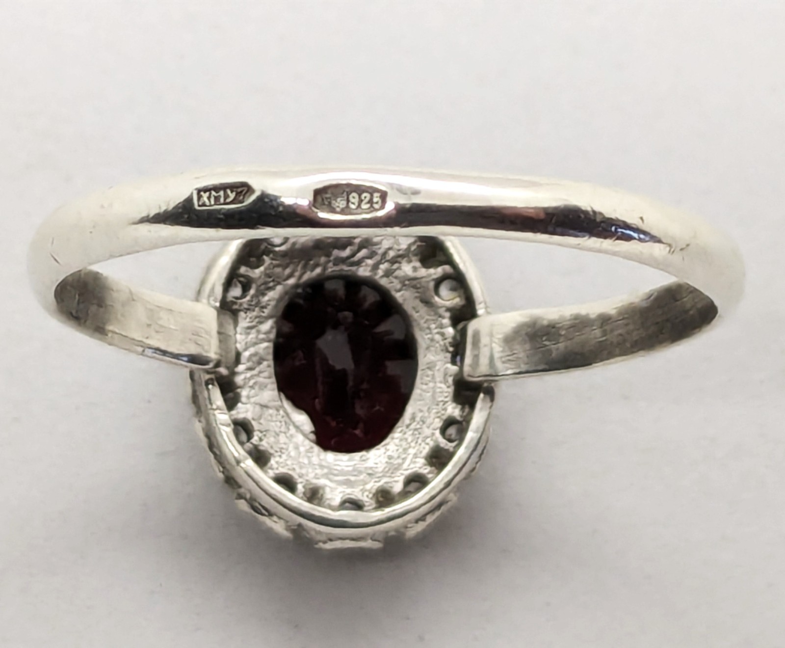 Vintage Luxury RING Silver 925 with Big Bright Garnet -size: 10US (17.5mm)| #71