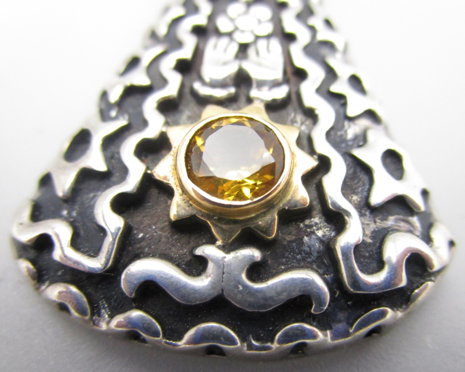 RARE DIAN MALOUF STERLING SILVER 14K VIRGIN MADONNA W/ CITRINE PENDANT ENHANCER