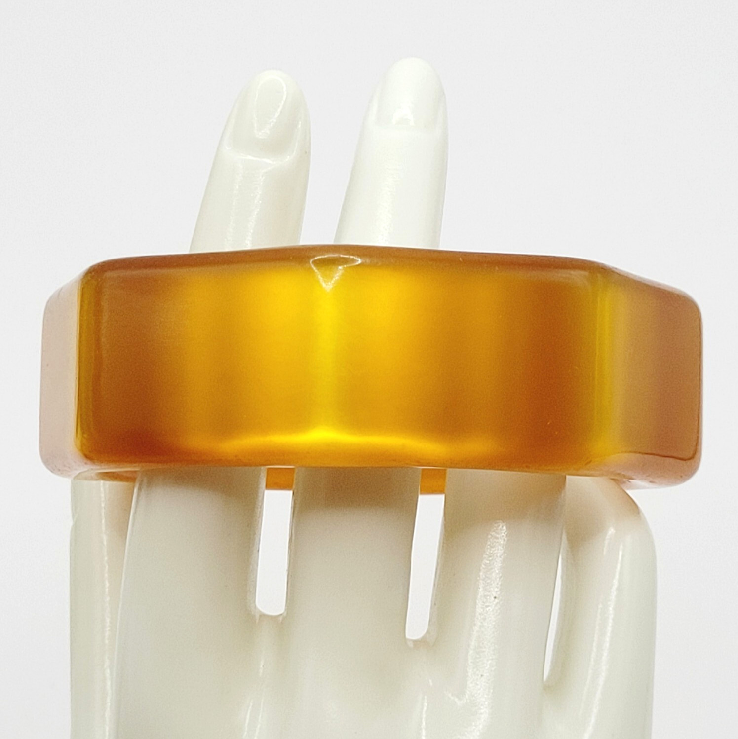 Orange Lucite Thick Chunky 8 Sided Nut Shaped Vintage 1980s Bangle Bracelet
