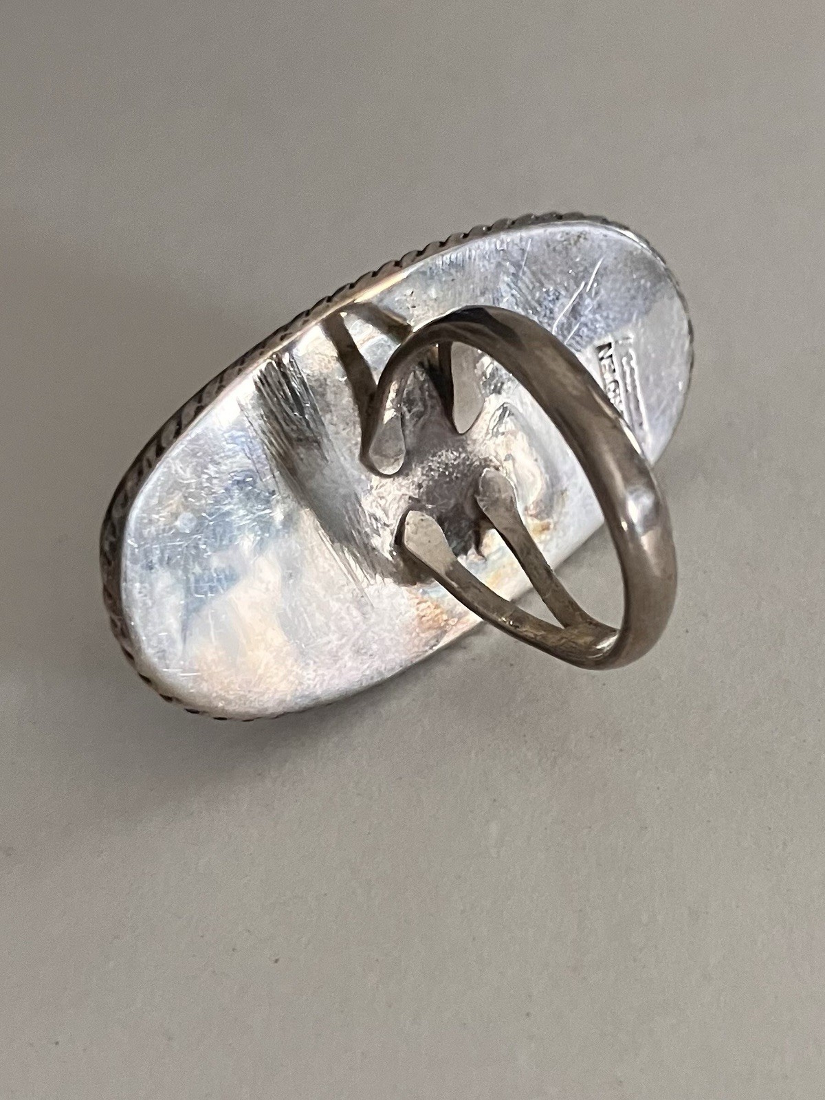 Vtg Ring Sz 6.5 Abalone Shell Inlaid Silver Marijuana Leaf Pot Cannabis Paua MOP