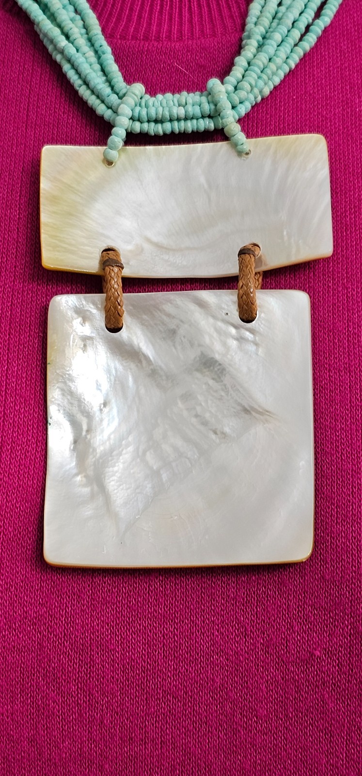 Made in the Philippines Rare necklace handmade and vintage made of seashell,