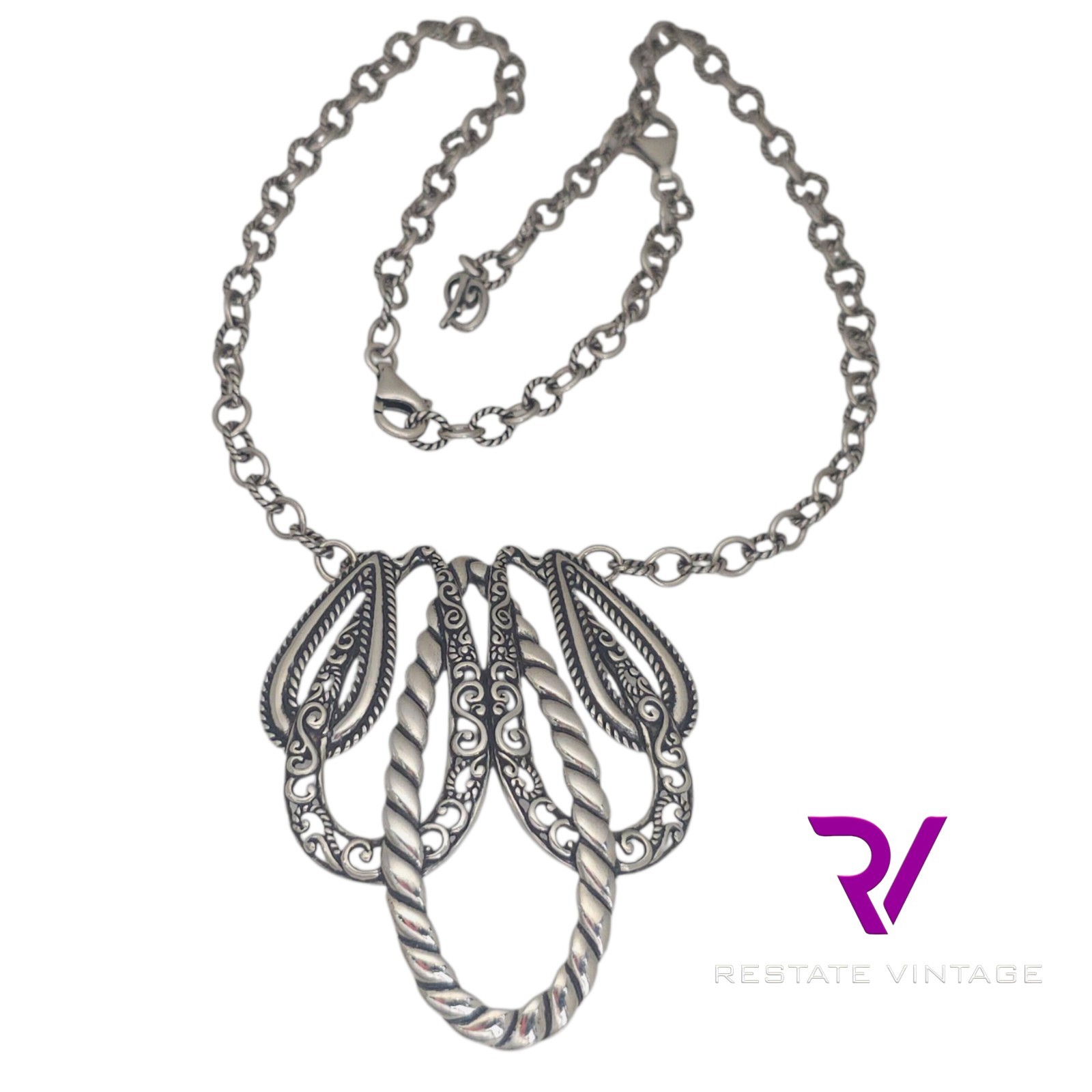 Mint Carolyn Pollack 925 Sterling Silver Lasting Connections Necklace 16″-19″