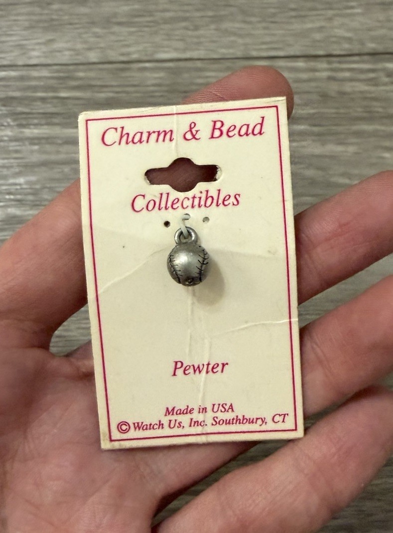 NEW Vintage Pewter Baseball Charm For Bracelets Or Crafts