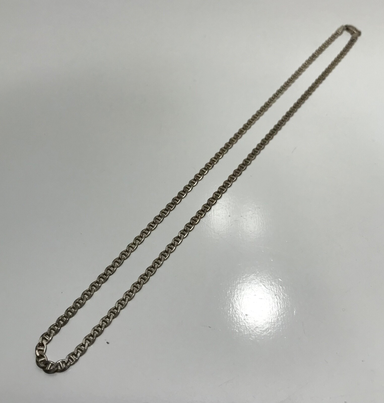 Vintage Sterling Silver 925 Italy Anchor Mariner Link Necklace 18.5~3.20mm